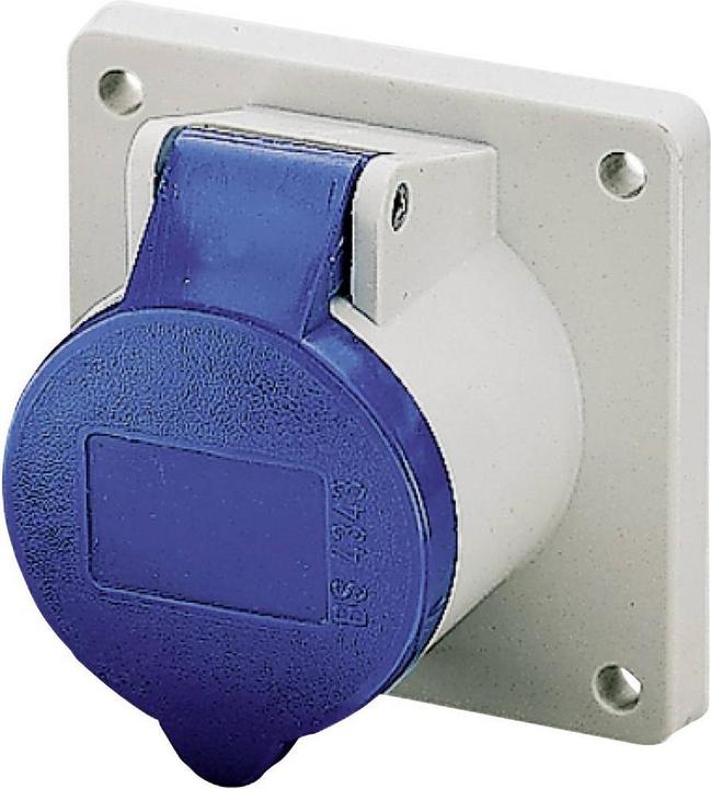 Actual product image Mennekes Blu 2P+E panel socket,16A 75x75mm flange