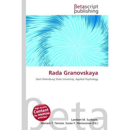 Rada Granovskaya, Sachbücher von Lambert M. Surhone, Miriam T. Timpledon, Susan F. Marseken