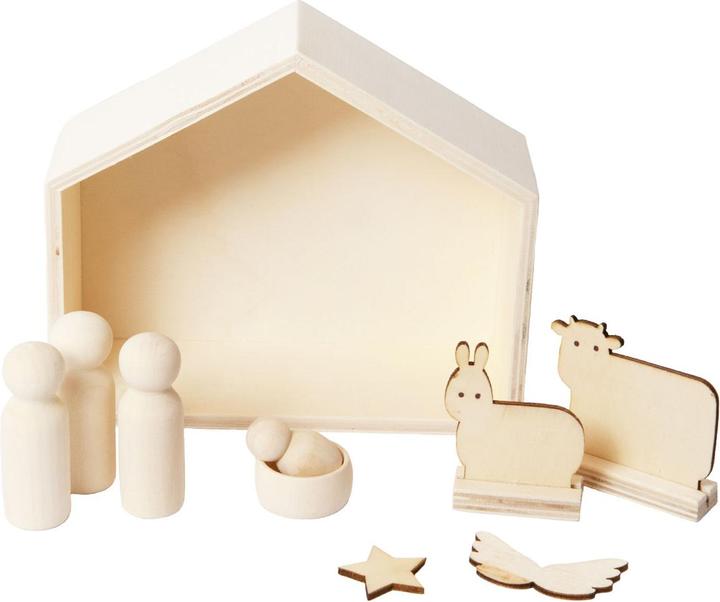 Produktbild Natura Punto Weihnachtskrippe aus naturbelassenem Holz, 6 Figuren