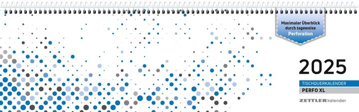 Actual product image Desk calendar 2025 Perfo XL blue, 36,2x10,6cm, office calendar with 112 pages, daily and (Hardcover, German)