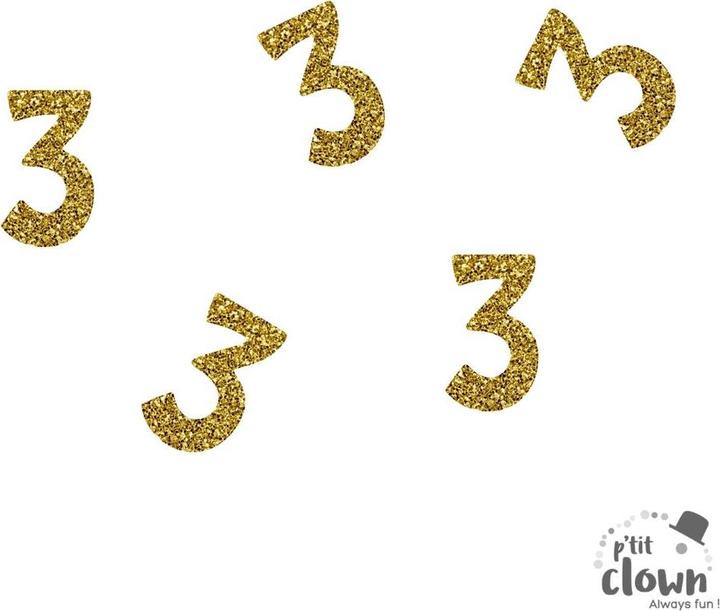 Produktbild P'tit Clown Zahlenkonfetti Gold glitzernd (50 Stk.)