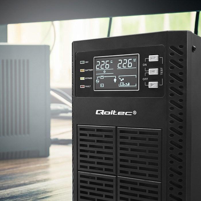 Produktbild Qoltec ZASILACZ AWARYJNY UPS 2KVA | 2000W | POWER FACTOR 1.0 | LCD | EPO | USB | ON-LINE (2 VA, 2000 W, Online-Doppelwandler USV)