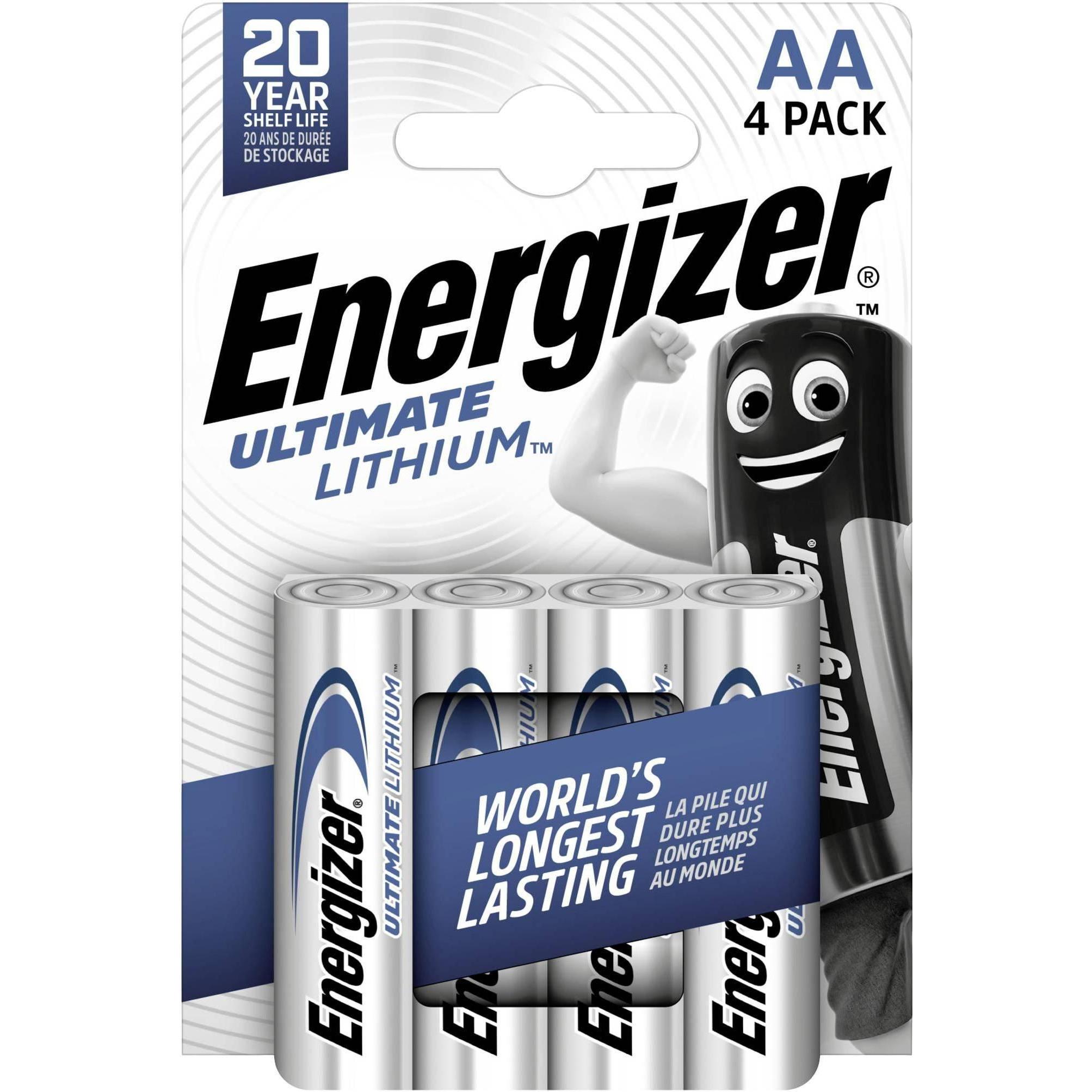 Energizer Batterie al litio, Mignon, AA (4 pz., AA / LR6 / LR06 / Mignon / R6 / R14505), Batterie + pile