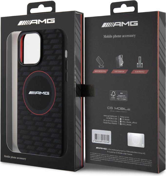 Immagine prodotto Mercedes AMG AMHMP15X23SMRK Custodia rigida per iPhone 15 Pro Max 6,7" in silicone con motivo al carbonio (Apple iPhone 15 Pro Max)