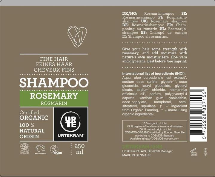 Produktbild Urtekram Rosmarin (250 ml, Flüssiges Shampoo)