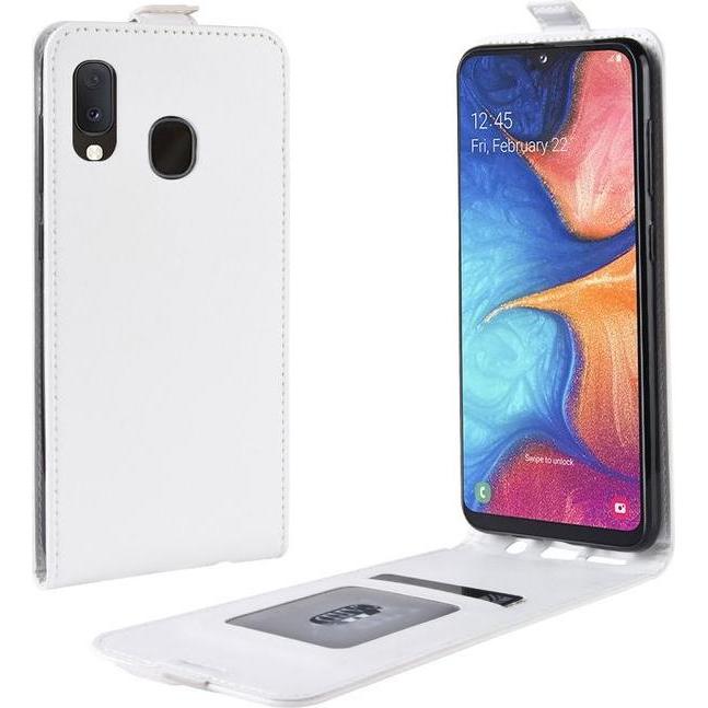 MU Classic Leder Flipcase Hülle (Samsung Galaxy A20e), Smartphone Hülle, Weiss