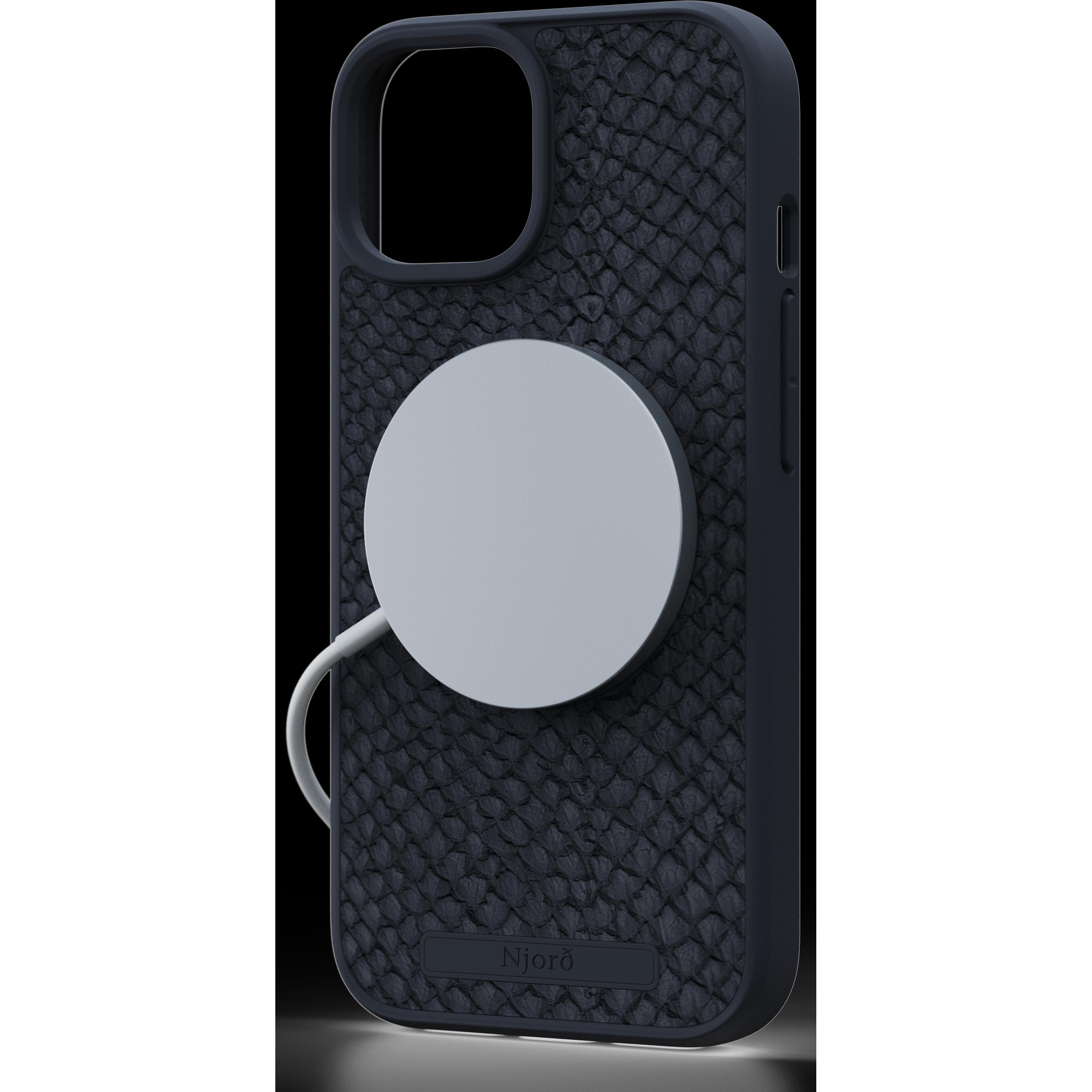 Thumbnail - Njord Hard-Cover Salm.Leather Magsafe Case Black (Apple iPhone 15), Smartphone Hülle, Schwarz