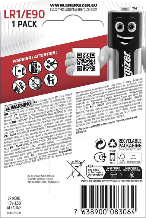 Immagine prodotto Energizer Lr1 E90 (1 pz., N, 900 mAh)