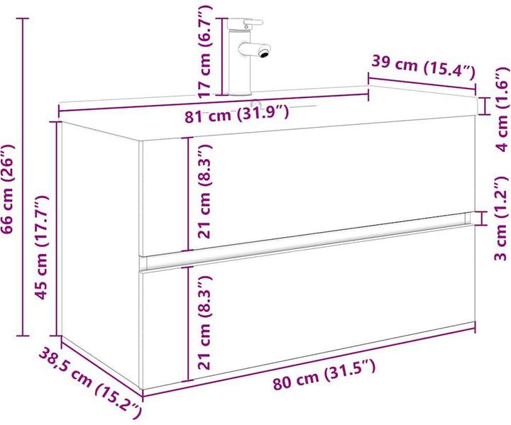 Produktbild vidaXL Waschbeckenunterschrank mit Einbaubecken und Wasserhahn Bad Waschtisch