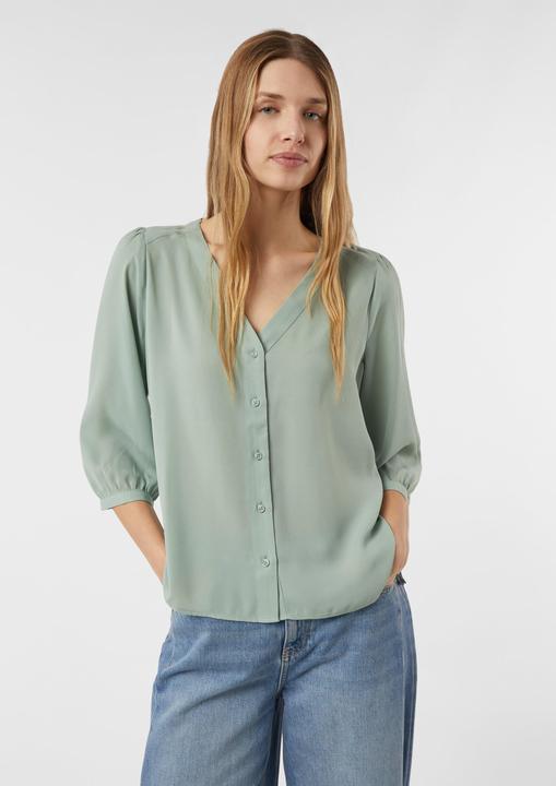 Produktbild Comma Bluse Luftige Chiffon-Bluse mit V-Ausschnitt und 3/4-Ärmeln (36)