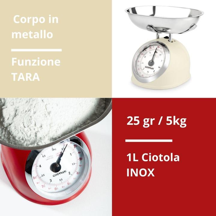Produktbild G3 Ferrari Aska, Edelstahl Arbeitsplatte Rund Mechanische Küchenwaage