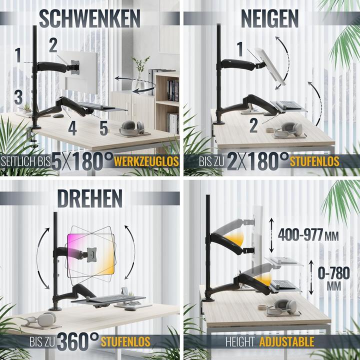 Produktbild Ricoo Supporto Monitor Rotante per Postazione di Lavoro Sit Stand (Tisch, 27", 9 kg)