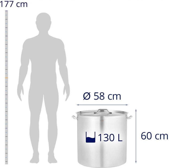 Immagine prodotto Royal Catering Pentola per induzione - 130 L - 550 mm (55 cm, Pentola, Acciaio inossidabile)