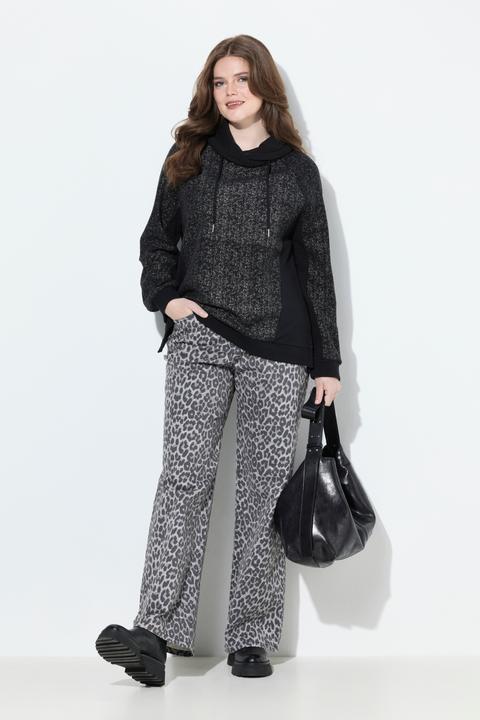 Image du produit Ulla Popken Jean Mary en sergé stretch, motif léopard, ourlet frangé (48)