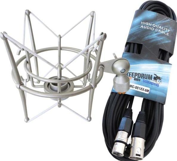 keepdrum MS089SV Silber Mikrofon-Spinne mit Kabel