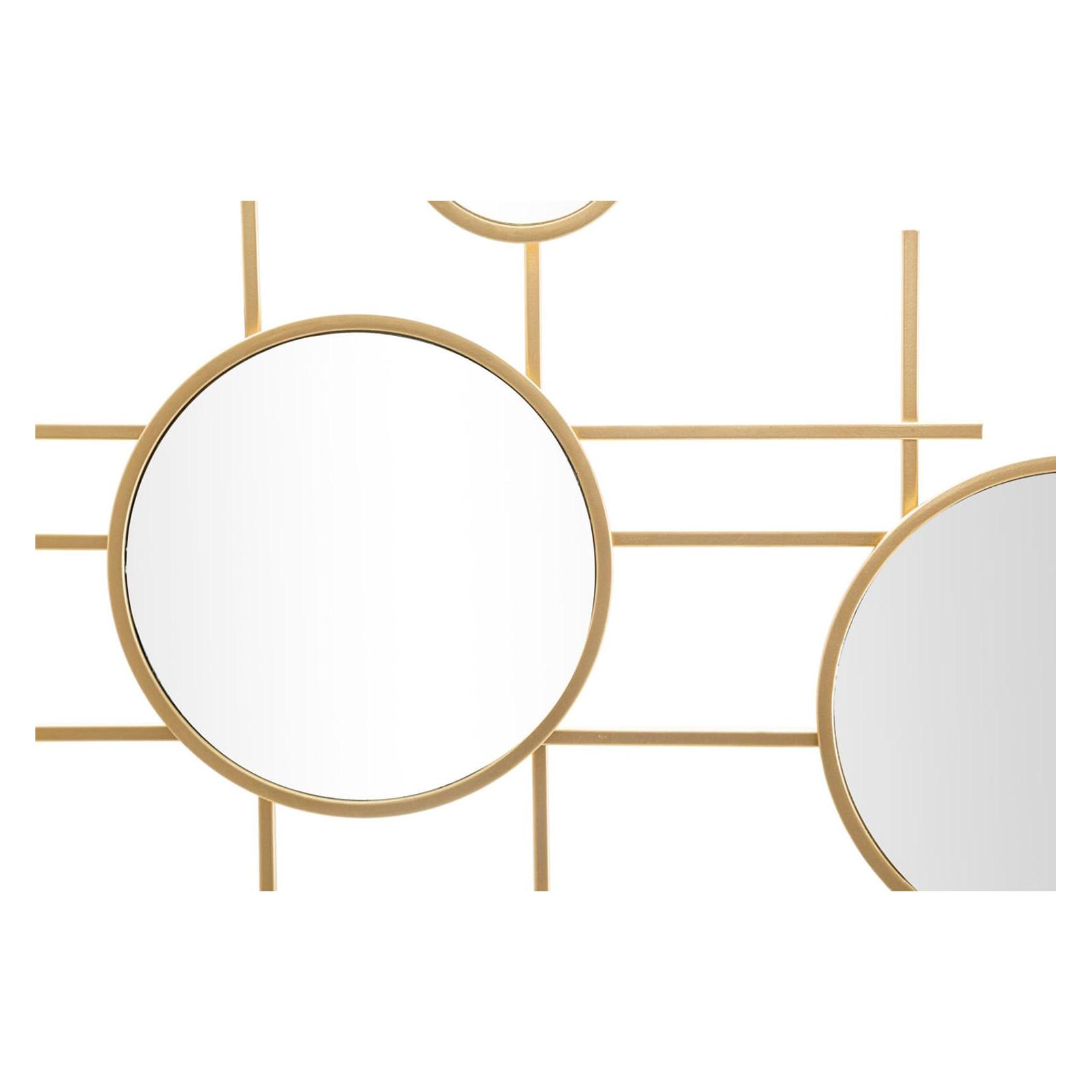 Gelb Wandspiegel Geometrisch Goldfarben Mit Mehreren Runden Spiegeln 117X61cm Gloxy - Bild 3