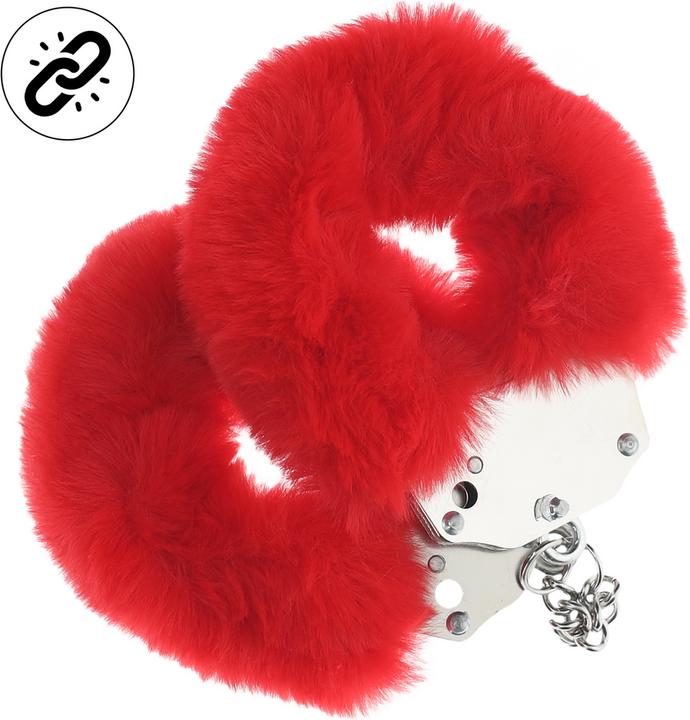 Actual product image Ouch! Heavy-duty Fluffy Handcuffs - Red