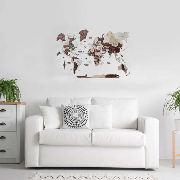 Actual product image Enjoy The Wood Luminous 3D world map made of wood - wall decoration (90 x 120 cm)