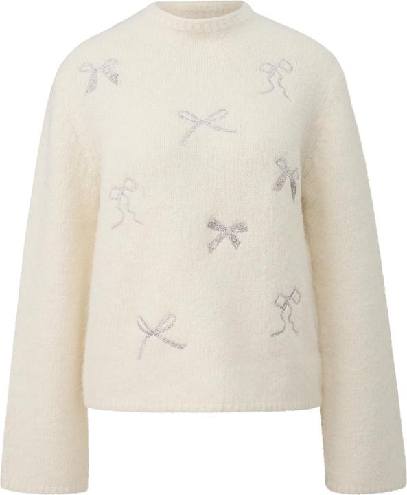 Produktbild s.Oliver Strickpullover Strickpullover mit Stehkragen und Schleifen-Stickerei (44)