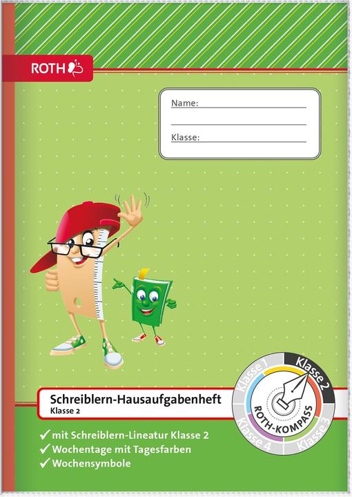 Productafbeelding Roth Schrijfhuiswerkboek Kompas, 2e klas, DIN A4 (A4, Geen binding, Duits)