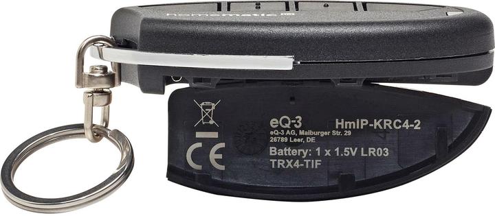 Produktbild EQ-3 Homematic IP Smart Home Schlüsselbundfernbedienung – 4 Tasten, Zubehör Smart Home, vier Tasten