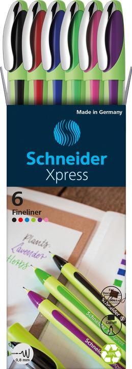 Produktbild Schneider 6 Xpress Fineliner farbsortiert 0,8 mm (Mehrfarbig, 6 x)