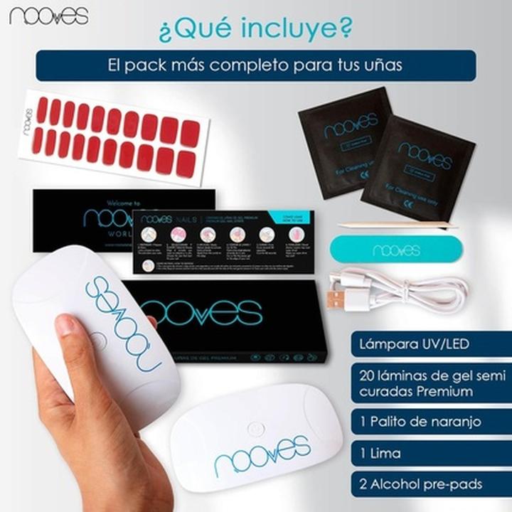 Immagine prodotto Nooves Foglietti per unghie in gel rosso pre-curati con lampada portatile UV/LED per unghie 8W Strisce per (Set per la cura dei capelli)