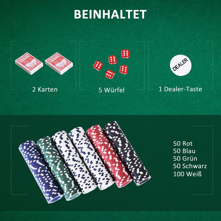 Image du produit Homcom Mallette de poker incluant un set de poker (Allemand, Français, Italien, Anglais)