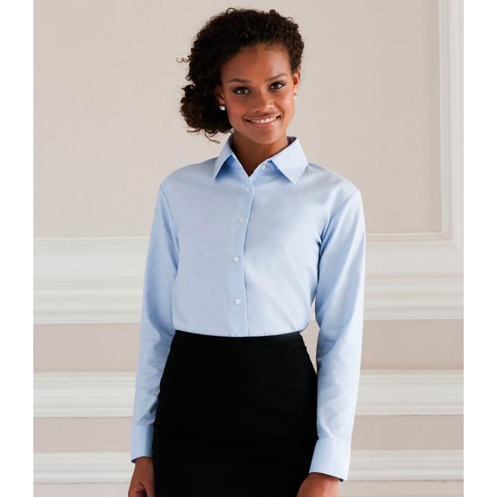 Produktbild Russell Collection Easy Care Oxford Bluse Langarm (6XL)