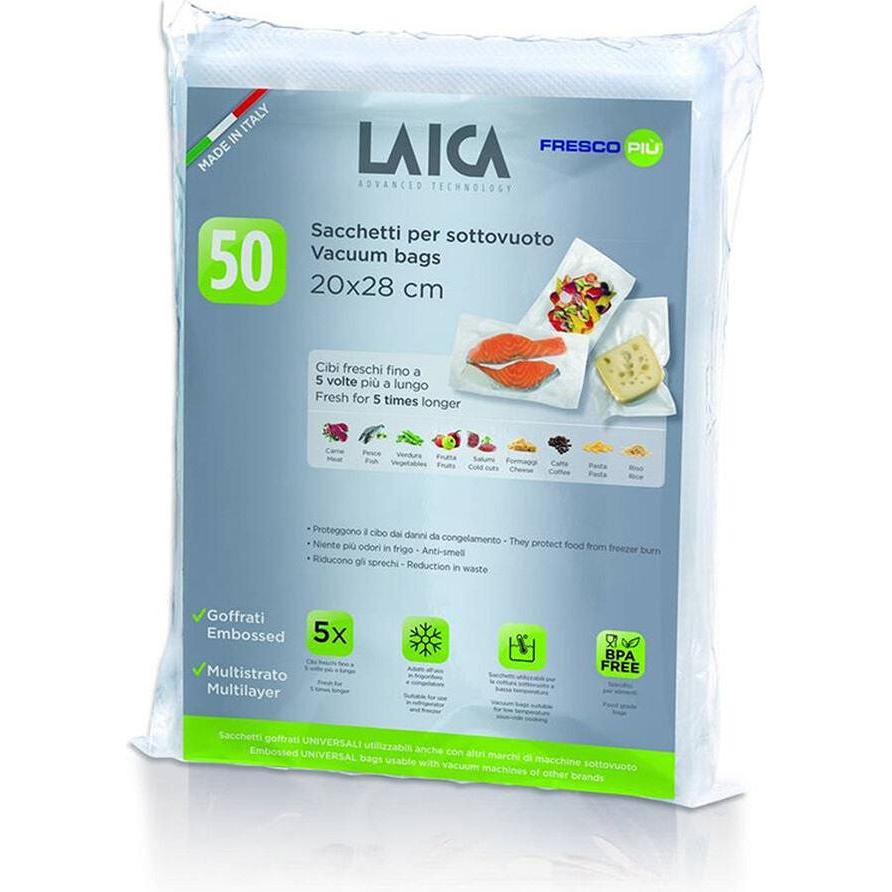 Laica 50 Sacchetti di conservazione vuoti 20X28 cm. VT3504, Imballaggi per alimenti, Trasparente