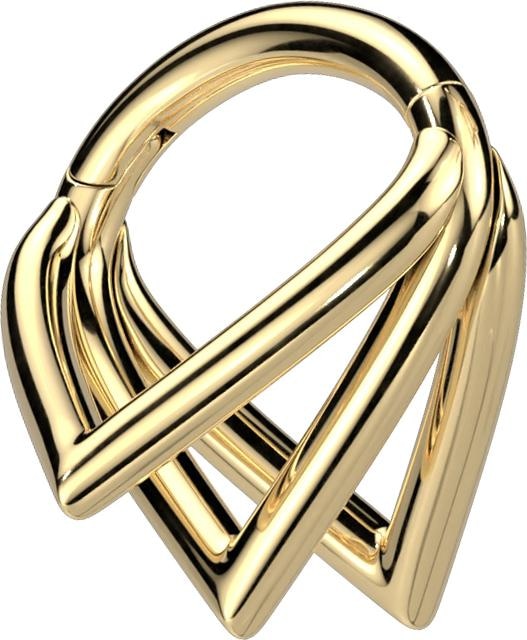 Image du produit Star Piercing Micro anneau segment pliable doré trois anneaux angulaires (sans laiton, Titane G23)