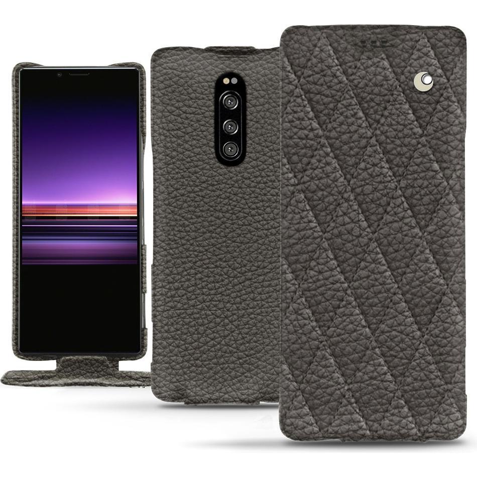 Noreve Lederschutzhülle vertikal (Sony Xperia 1), Smartphone Hülle, Grau
