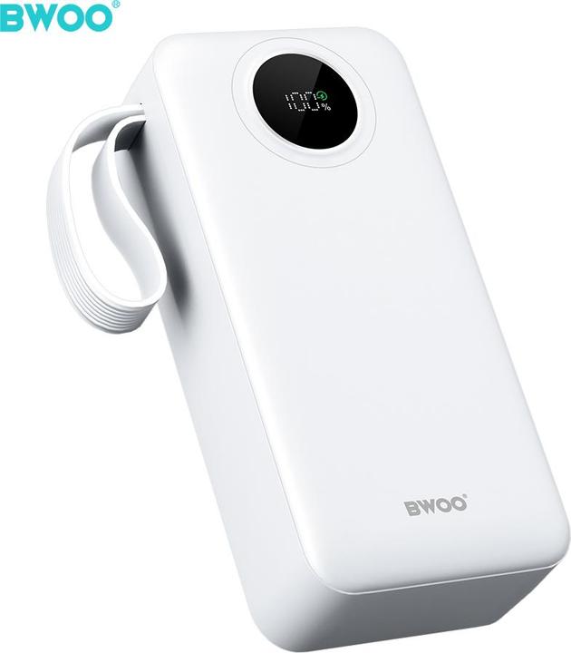 Actual product image Bwoo 22,5W 30000 mAh power bank with LCD screen, white (30000 mAh, 20 W, 111 Wh)