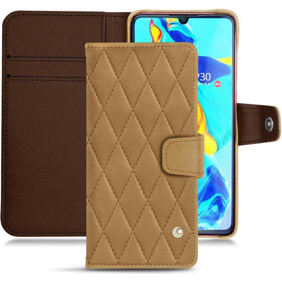 Noreve Lederschutzhülle Wallet (Huawei P30), Smartphone Hülle, Braun