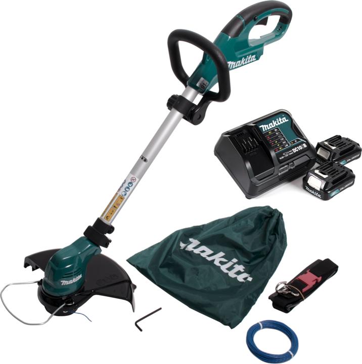 Produktbild Makita UR 100 DSAE Akku Rasentrimmer 10,8V + 2x Akku 2,0Ah + Lader + 1x Fadenkopf und Zubehör (Trimmfaden)