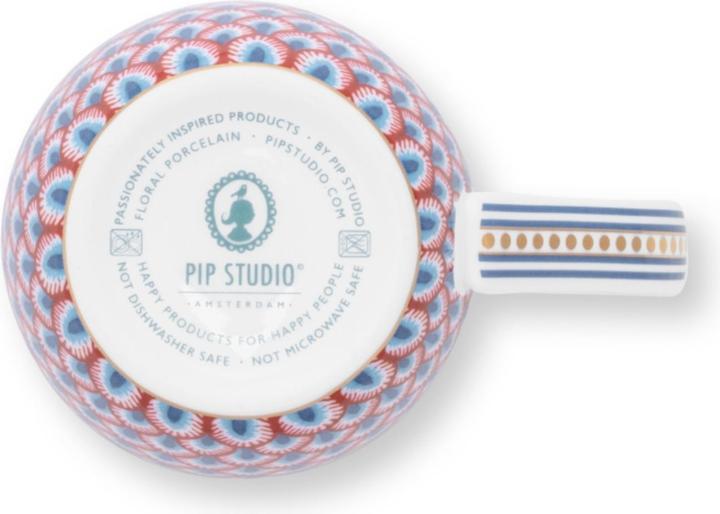 Produktbild PIP Studio Flower Fest. Scallop Henkelb. LightBlue/red 145ml (145 ml, 1 x)