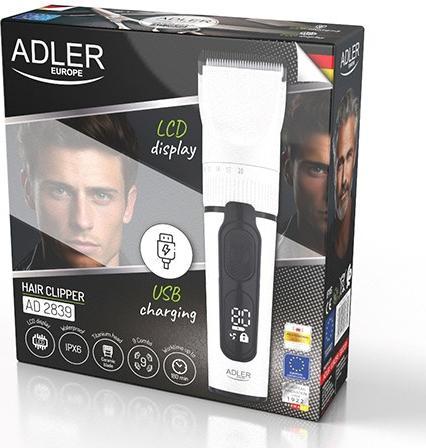 Produktbild Adler | Hair Clipper with LCD Display | AD 2839 | Cordless | Number of length steps 6 | White/Black