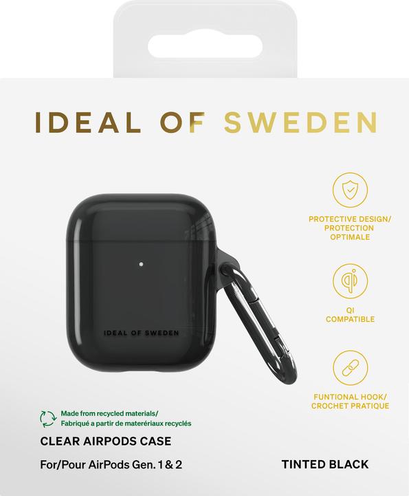 Productafbeelding iDeal Of Sweden Airpods laadimiskarbiümbris (1/2 gen) Heldere hoes, zwart getint (Koptelefoon tas)