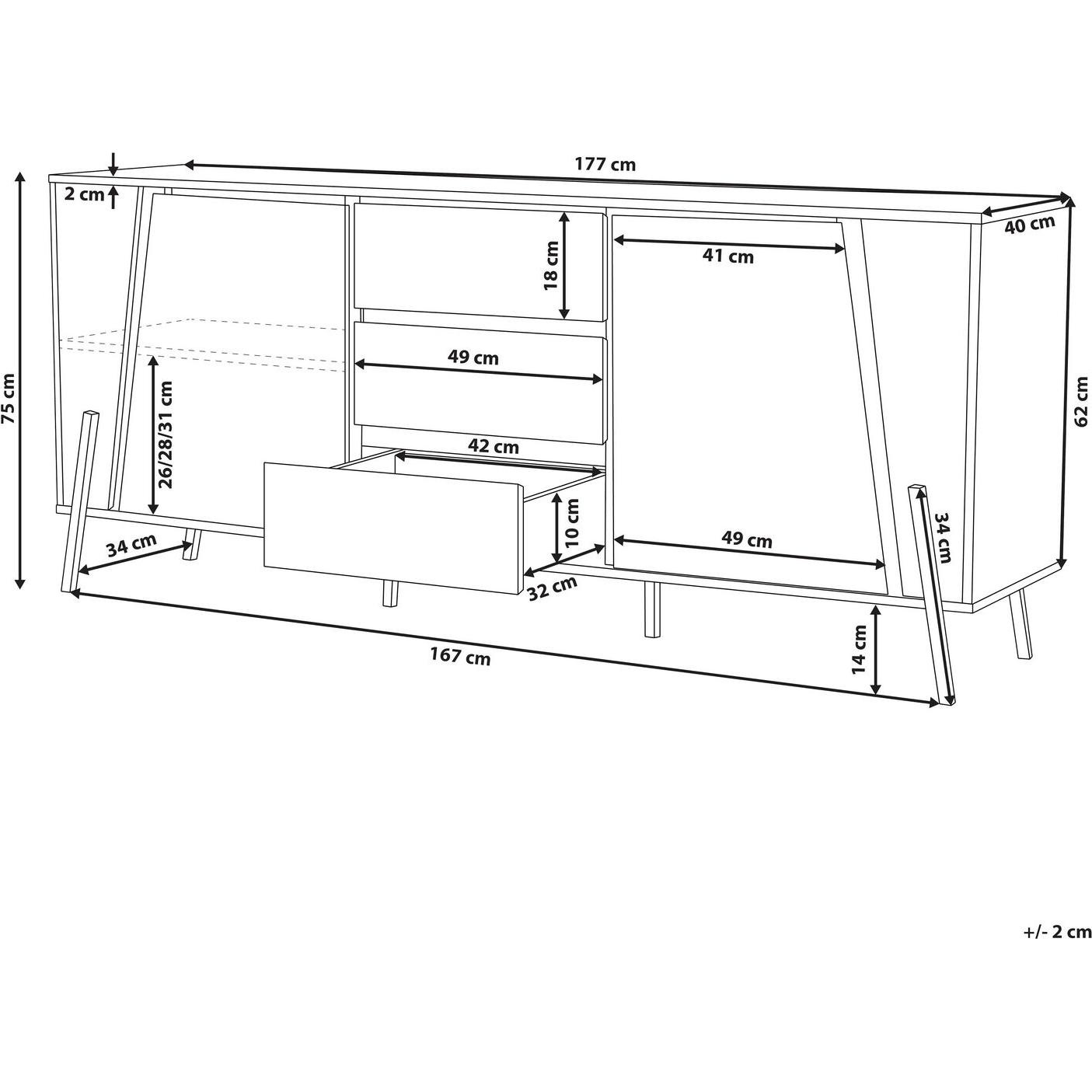 Thumbnail - Beliani, Kommode + Sideboard, Blackpool (177 x 40 x 75 cm)