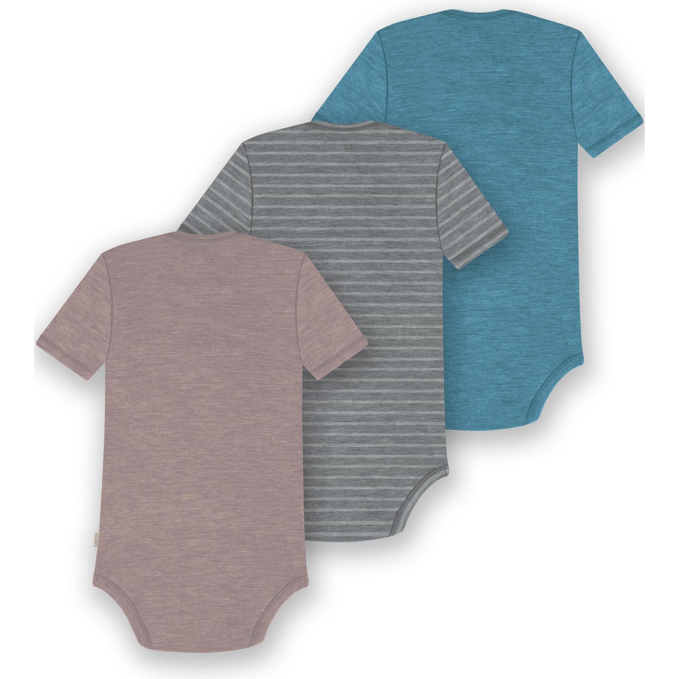 Thumbnail - Normani, Herren, Body, 3er Set Baby Merino Body Kurzarm „Tauranga" - 9299, Blau, (80)