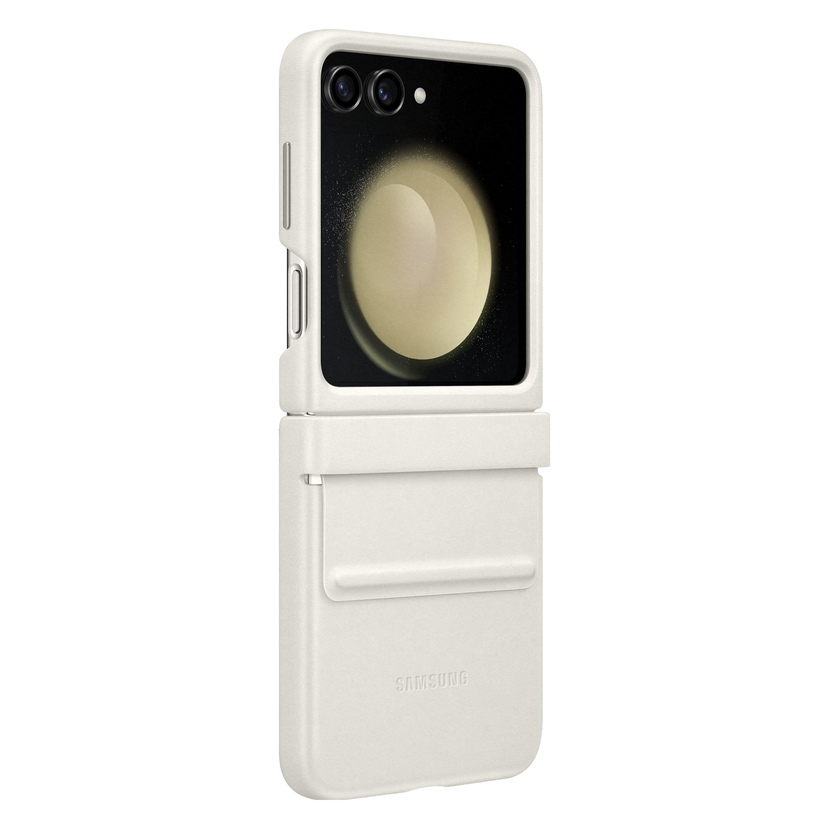 Samsung Flap Eco Leather Case (Samsung Galaxy Z Flip5), Smartphone Hülle, Beige