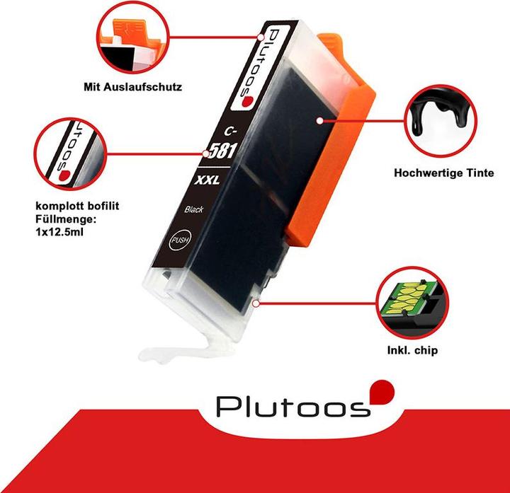 Immagine prodotto Plutoos Cartuccia Canon CLI-581 compatibile XXL, Photoblack 2052 C 001 (PBK)