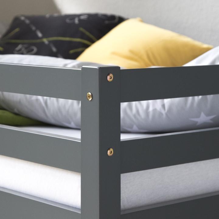 Produktbild Homestyle4u Hochbett Spielbett Kinderbett mit Lattenrost, Matratze, Leiter und Rutsche (90 x 200 cm)
