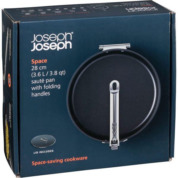 Actual product image Joseph Joseph Space saucepan retractable handle with lid D23cm (Frying pan, Aluminium, 28 x 12.80 cm)