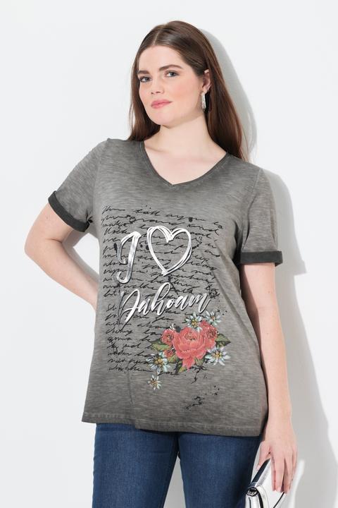 Produktbild Ulla Popken T-Shirt, Trachtenmotiv, Classic, V-Ausschnitt, Halbarm (60)