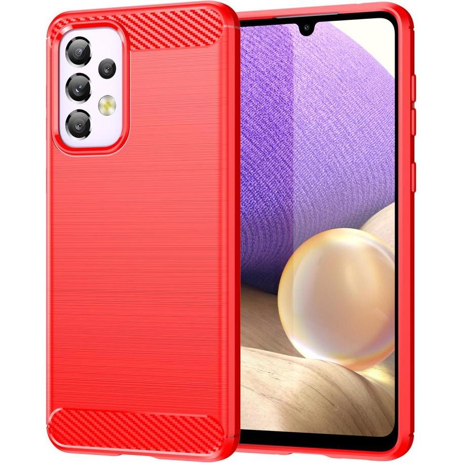 Cover-Discount Galaxy A33 5G - Metall Carbon Look Hülle rot (Samsung Galaxy A33 5G), Smartphone Hülle, Rot