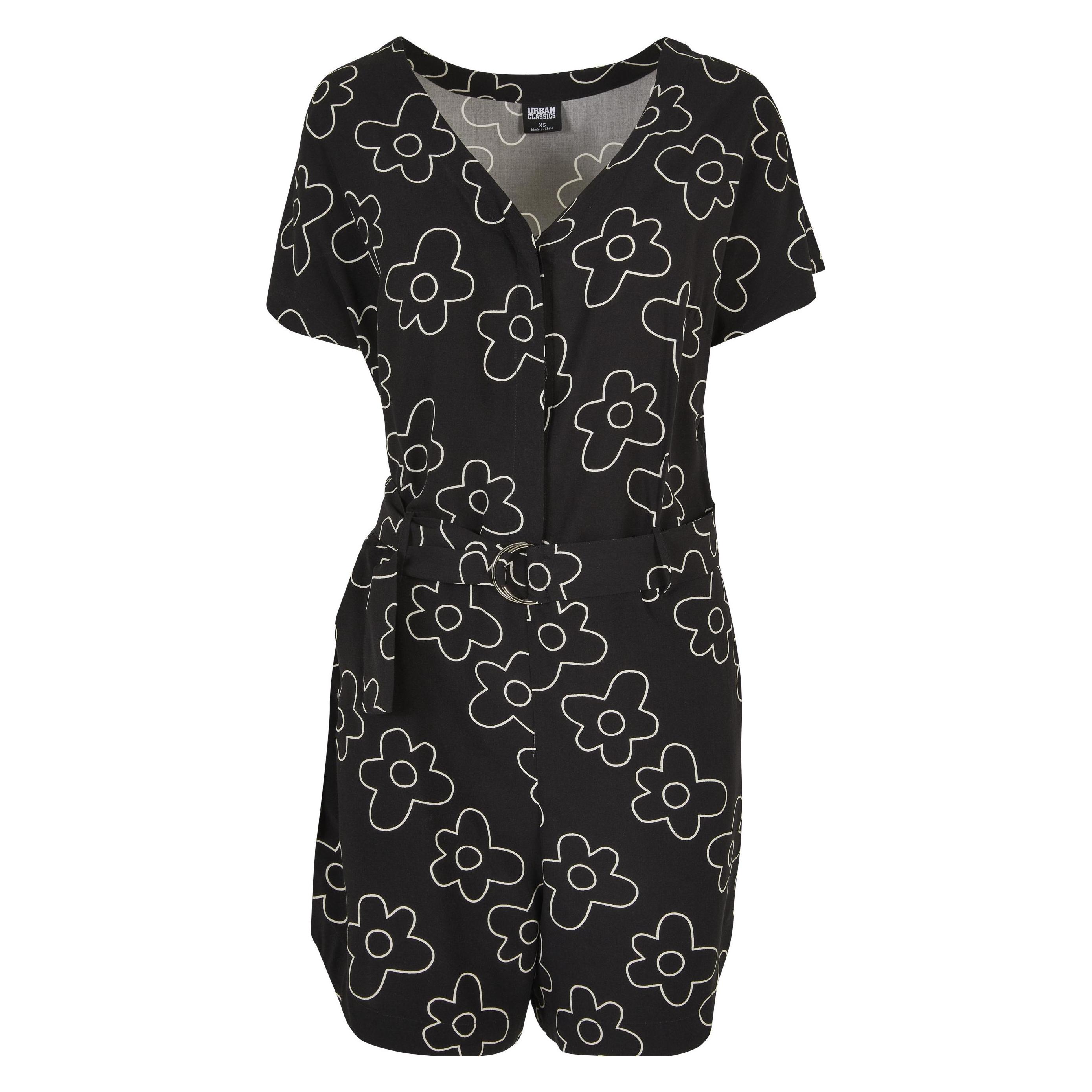 Urban Classics, Damen, Jumpsuits, Kurzer Einteiler Mit Gürtel Aus Viskose, Damen, Schwarz, (Xl)