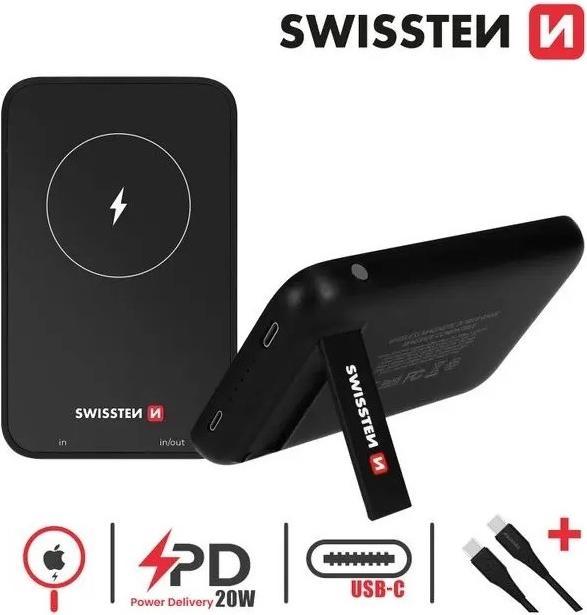 Image du produit Swissten Chargeur de secours sans fil magnétique (5000 mAh, 20 W, 18.50 Wh)