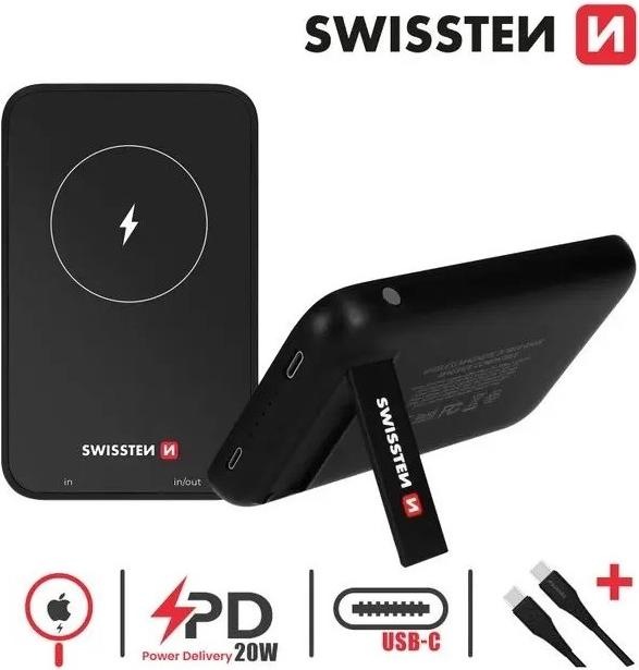 Produktbild Swissten Magnetic Wireless Power Bank (5000 mAh, 20 W, 18.50 Wh)