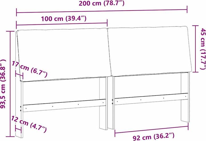 Image du produit vidaXL Gepolstertes Kopfteil (200 x 17 x 93.50 cm)